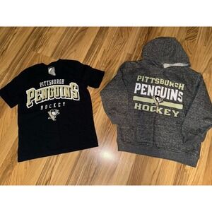 Pittsburgh Penguins Boys Sz 8 T-shirt Hoodie Sweatshirt Lot Cotton EUC